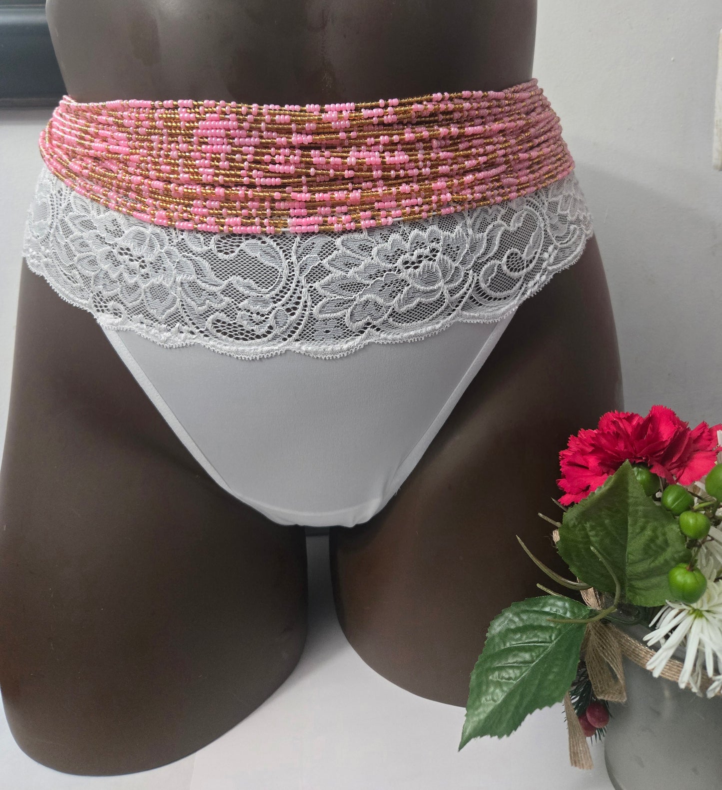 Quality African Pink and Gold Waist Beads.