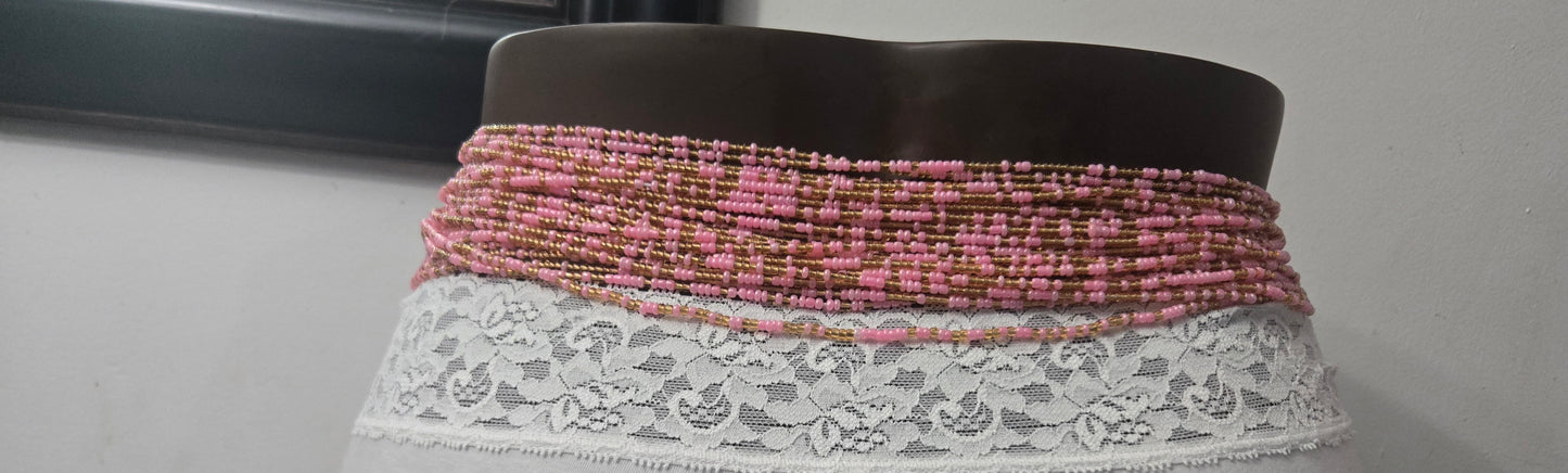Quality African Pink and Gold Waist Beads.
